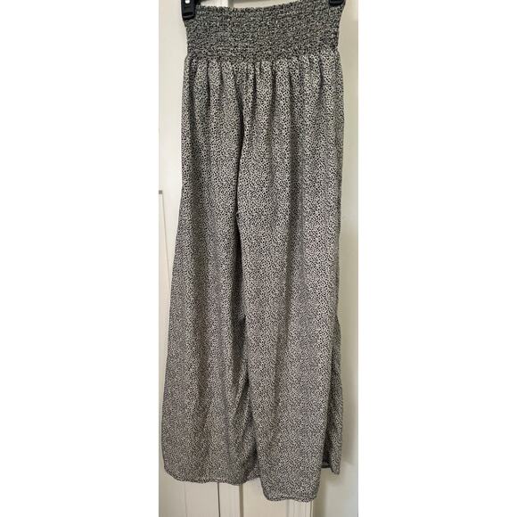 SIEANNA SKY WIDE LEG ELASTIC WAIST PANTS CREAM  BLK SPEC PATTERN WOMENS LARGE - Picture 2 of 8